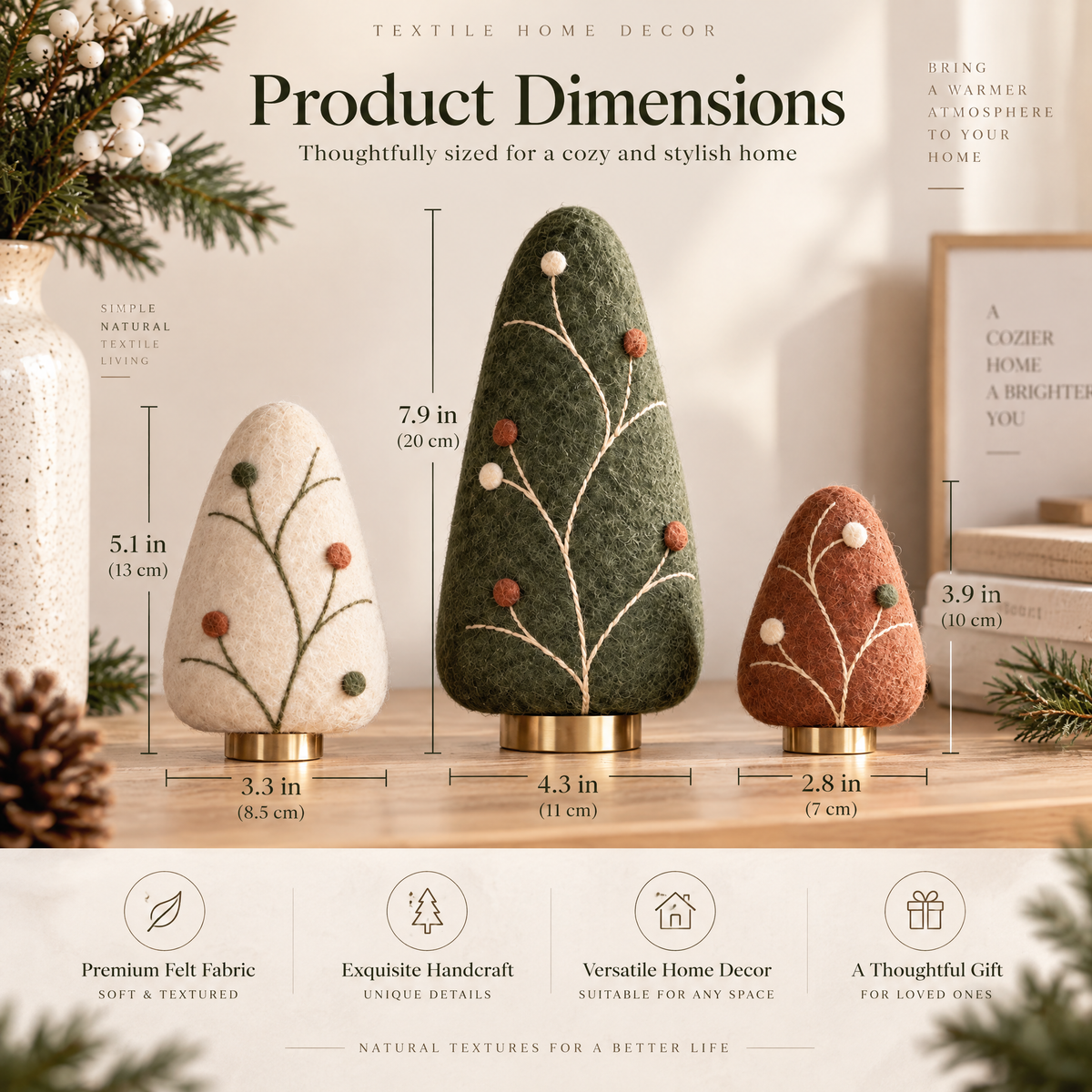 Verlioer™ PebblePine Felt Tree Set